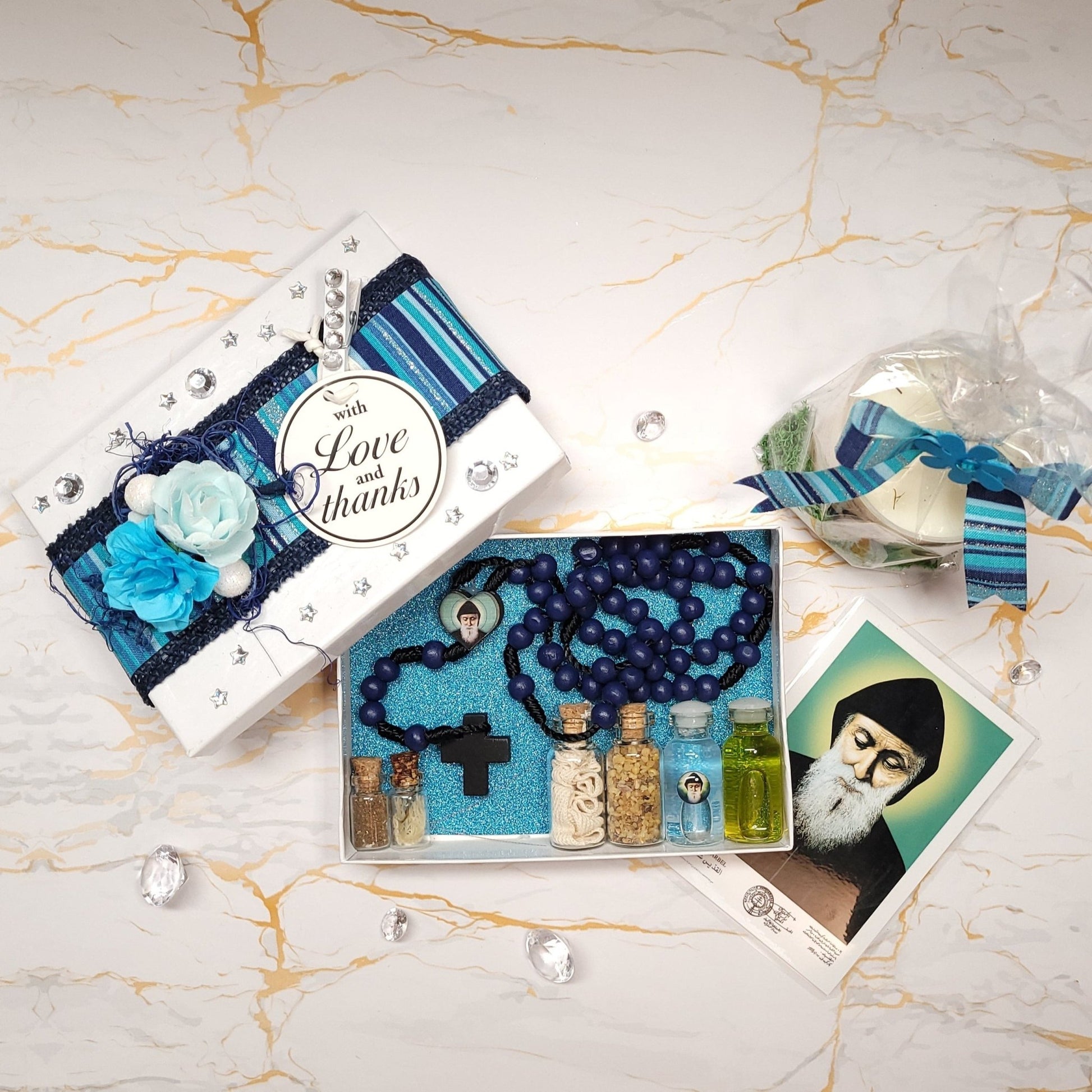 Saint Charbel Box with Candle from Annaya - Our Lady of Gifts