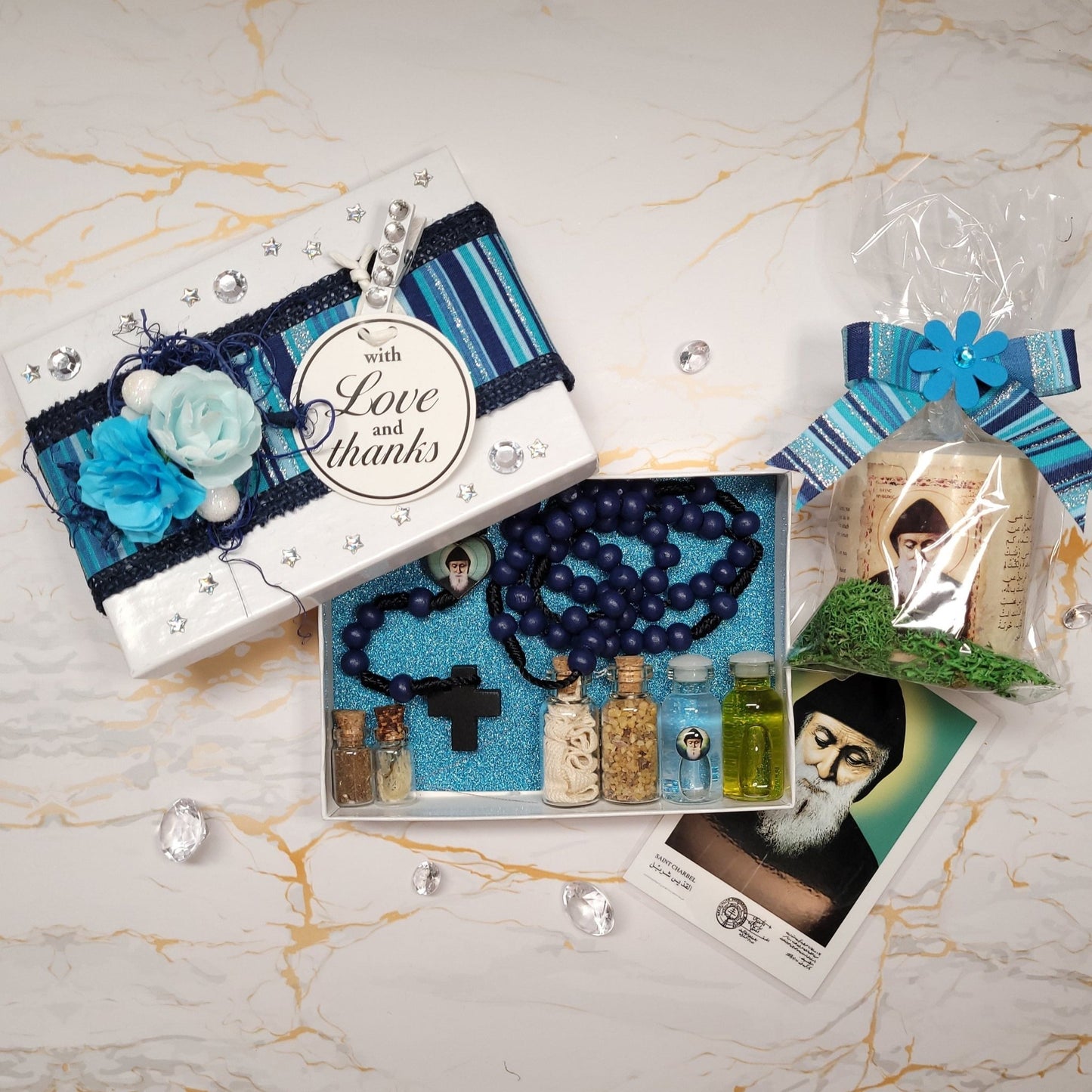 Saint Charbel Box with Candle from Annaya - Our Lady of Gifts