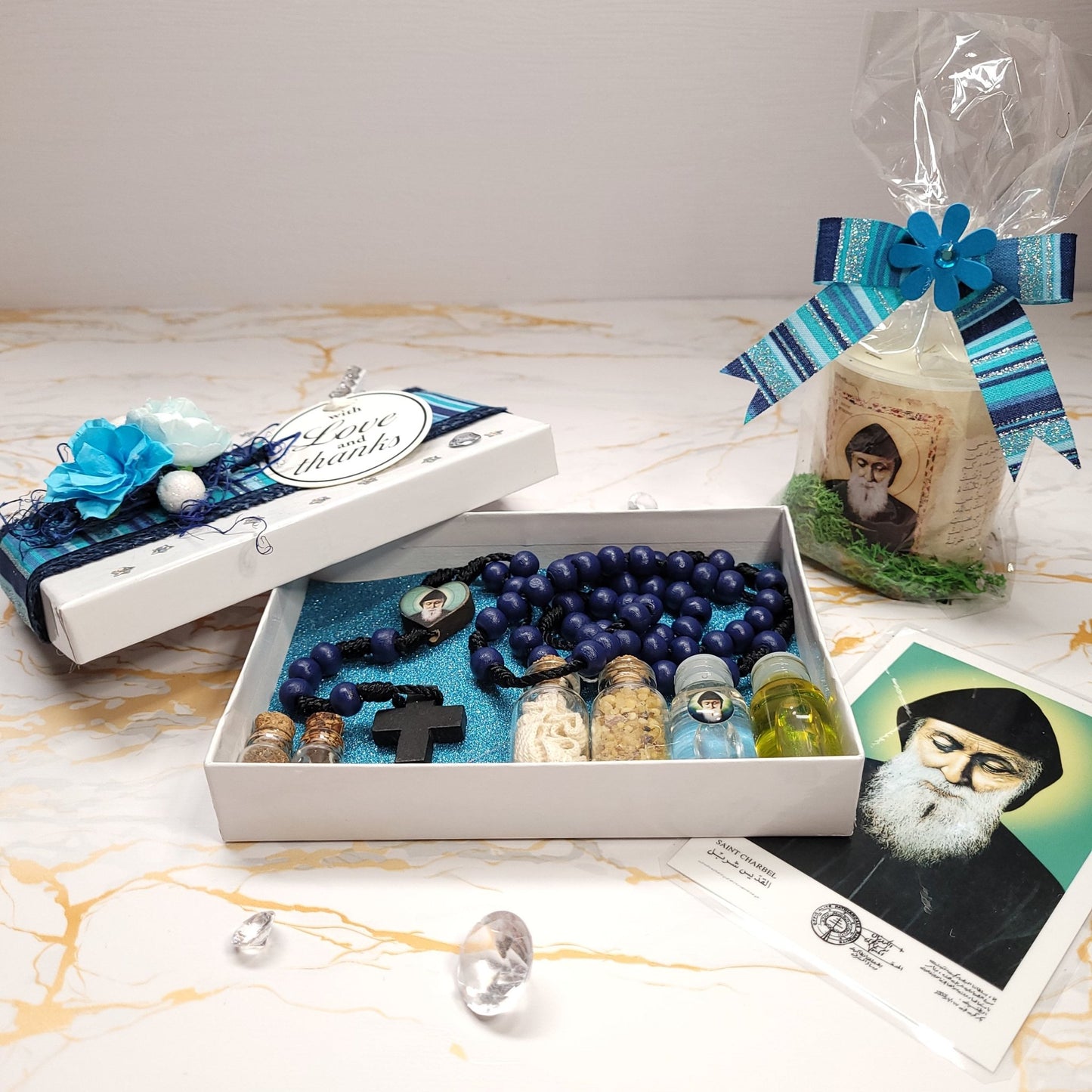 Saint Charbel Box with Candle from Annaya - Our Lady of Gifts