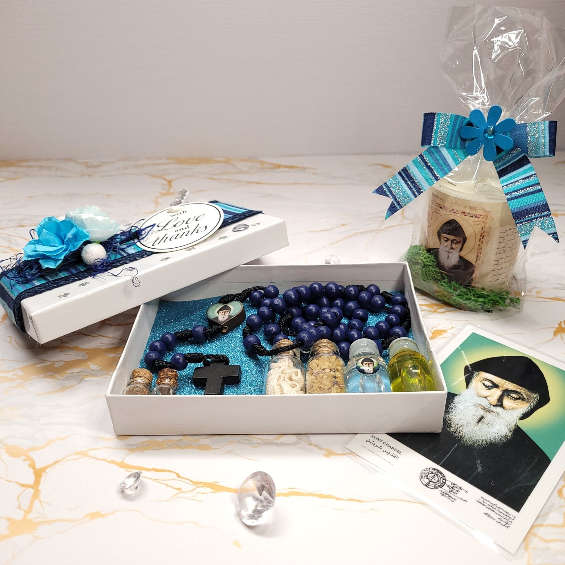 Saint Charbel Box with Candle from Annaya - Our Lady of Gifts