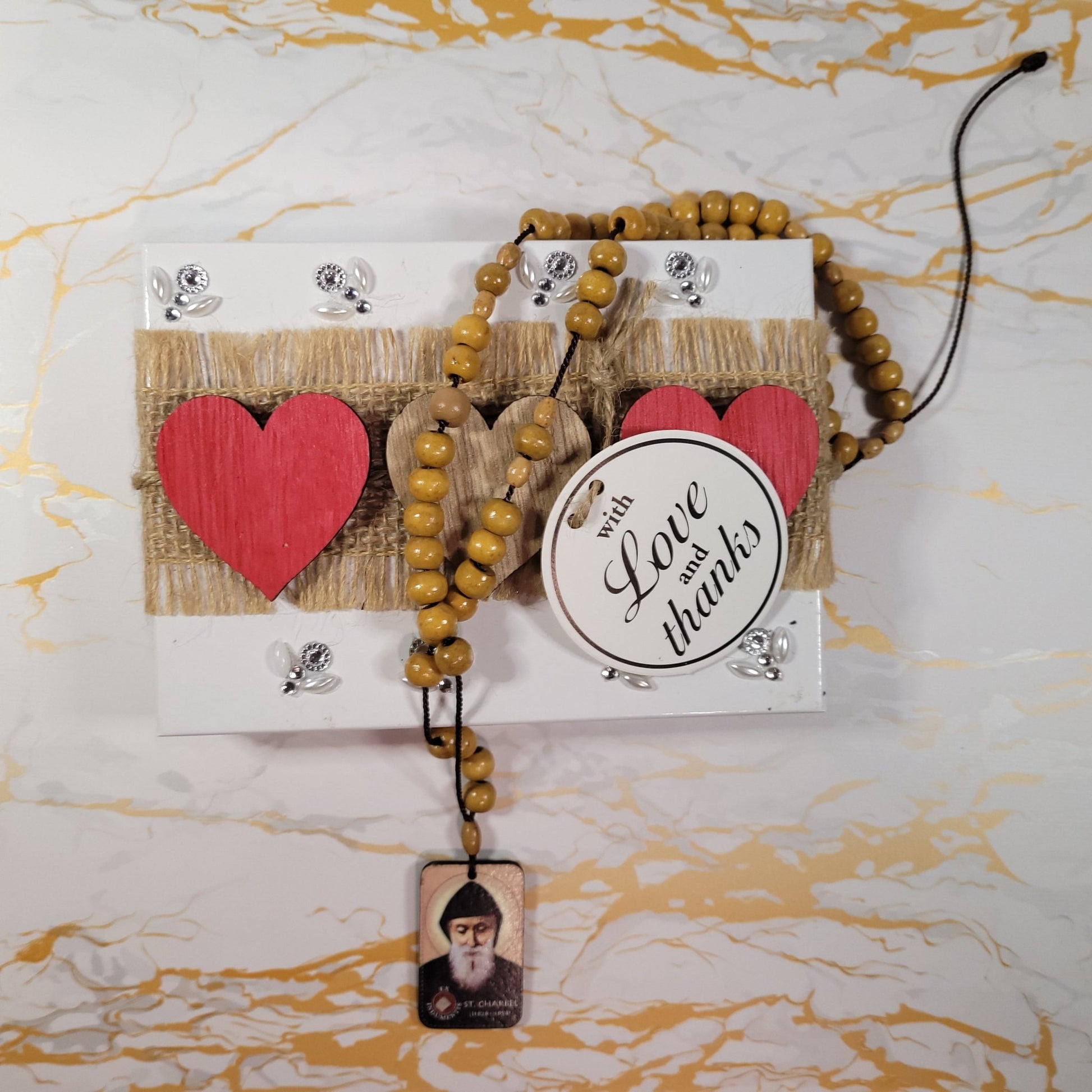 Saint Charbel Gift Box (Relic Chaplet) - Saint Valentine's Day Theme - Our Lady of Gifts